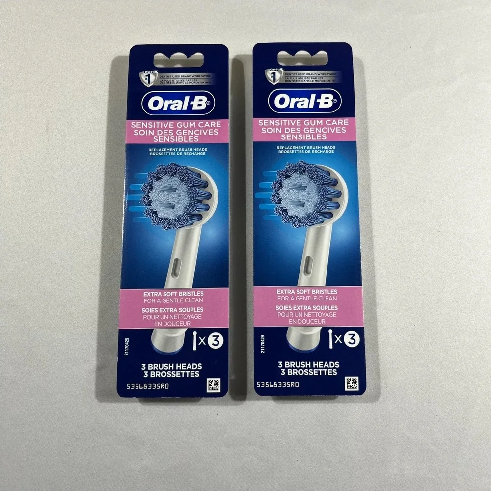 2 Oral-B Sensitive Gum Care Replacement Brush Heads 3 Count Extra Soft Bristles